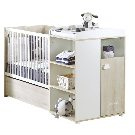 Combinatie kinderbed 120x60CM uitbreidbaar tot 90 × 190
