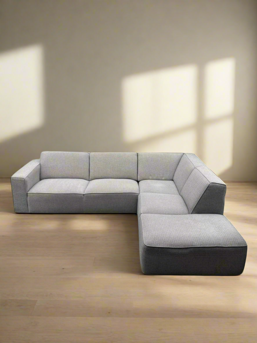 Kwaliteit tweedehands hoekbank grijs 5 zits